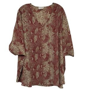 ADRIENNE Snakeskin Print Oversized Top Size Large